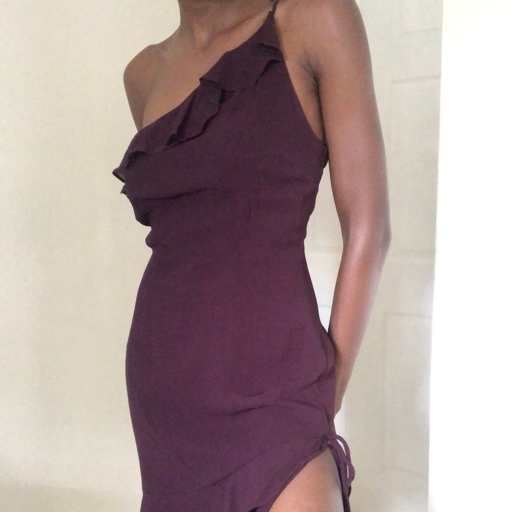 Hugo Buscati Plum Asymmetrical Hem Dress